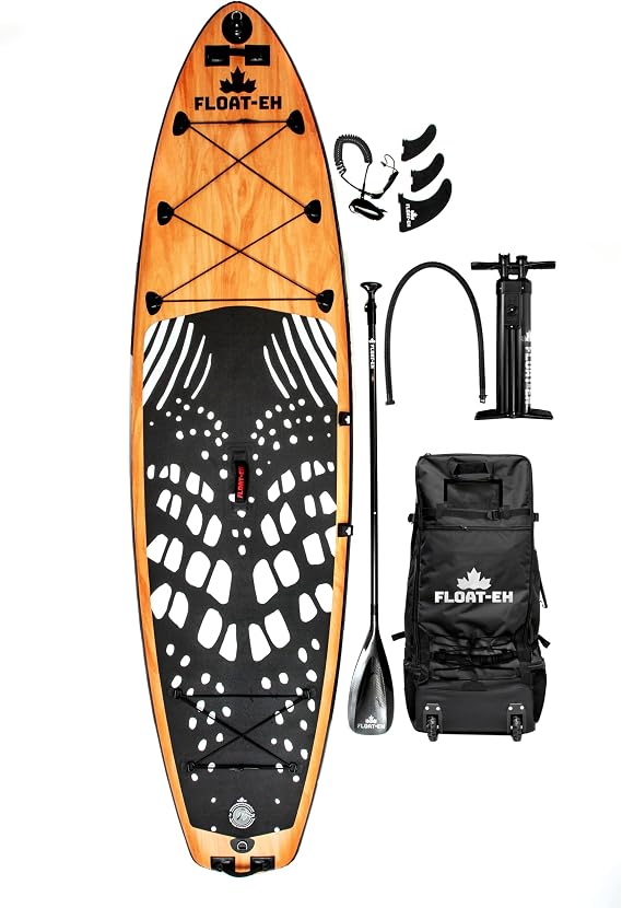 The Loon - Float-Eh Premium All-Around Inflatable 10'6"" Stand Up Paddle Board, Black