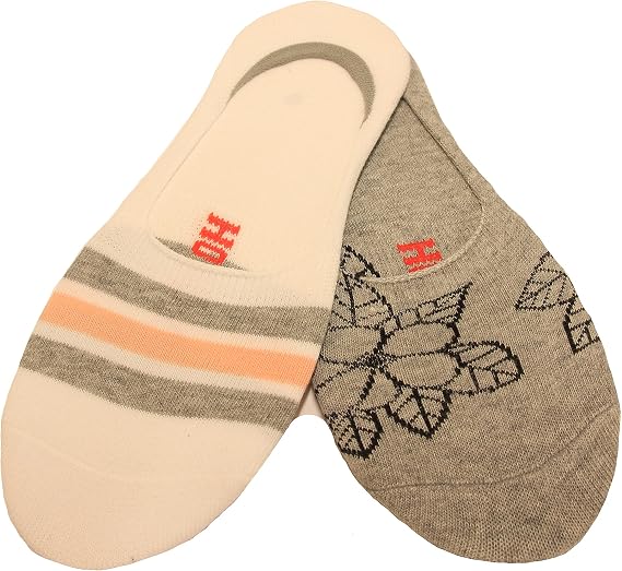 Hot Sox Women's Floral Sneaker Liner Socks 2 Pair, Grey Heather, Women's 9-11 Shoe