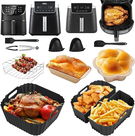 Hot Air Fryer Accessories for Philips Airfryer 6.2L NA230 Russell Hobbs Hot Air Fryer 4L/8L/8.3L Ninja AF180EU Max Pro 6.2L COSORI Tefal Airfryer Silicone Mould Hot Air Fryer Accessories