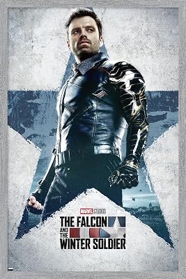 Marvel Falcon and Winter Soldier - Winter Soldier One Sheet Wall Poster, 34L x 22.4W, Gray Framed Version