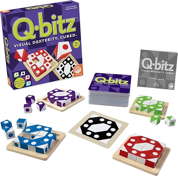Mindware Q-Bitz Pattern Matching Fun Board Games for Family Game Night | Ages 8 and up 2-4 Players