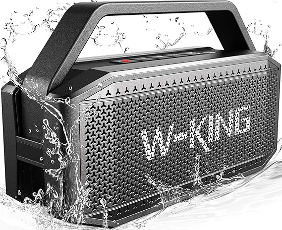 W‑KING Bluetooth Speaker Wireless Portable Bluetooth 5.3 Peak Output 100W, 108dB Loud Bass 60W, IPX7 Waterproof Outdoor, True Wireless Stereo, Up to 40 Hours Playtime, **High Capacity Battery** TF
