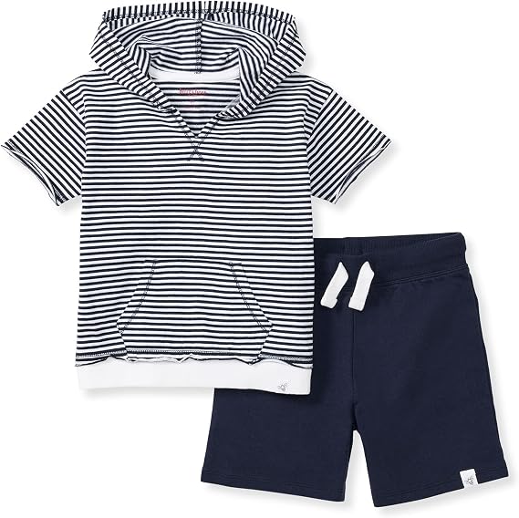 Burt's Bees Baby Boys Shirt and Pant Set, Top & Shorts Outfit Bundle, 100% Organic Cotton