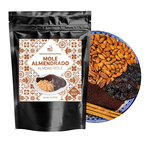 Yerbero - Authentic Gourmet Mole Almendrado 1.1 Lb (455gr) | Artisan Almond Mole Paste | Premium Quality Ingredients, All Natural, No GMO s, No Additives, Hand Made. Imported From Puebla Mexico.
