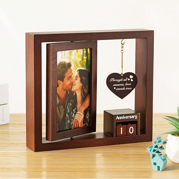 Baffect Wedding Anniversary Present For Couple 4" × 6" Wooden Photo Frame