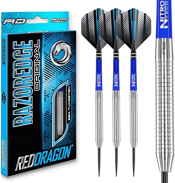 RED DRAGON Razor Edge Original 28g Tungsten Darts with Flights and Stems