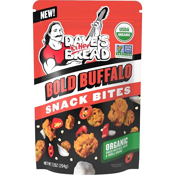 Dave's Killer Bread Bold Buffalo Organic Snack Bites, Buffalo Flavored Organic Snacks, 7.2 oz