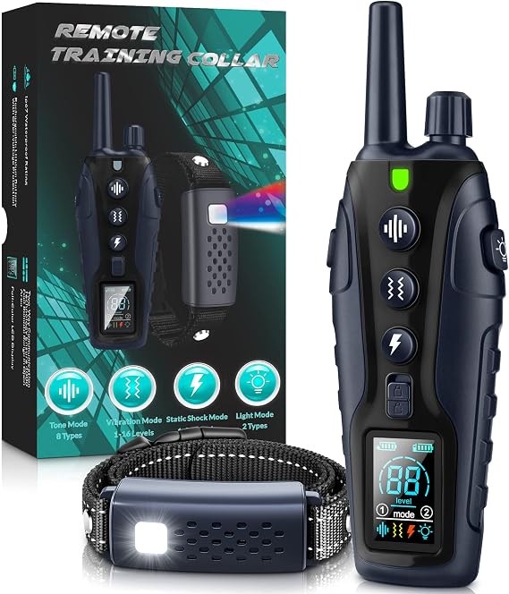 Shock Collar for Dogs - 4500FT Dog Training Collar with Remote, Waterproof e Collar with Flashlight, 4 Training Modes, Keypad Lock, Rechargeable Dog Shock Collar for Small Medium Large Dogs