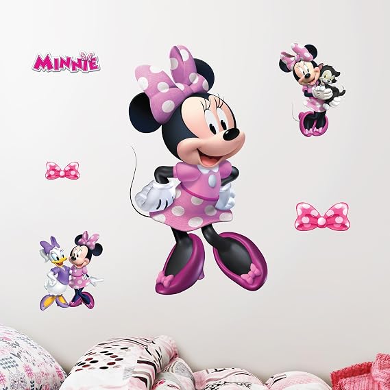 Disney Minnie Mouse Wall Decals - 20.5 Vinyl Stickers for Bathroom Nursery Bedroom Decor - Peel and Stick Room Decorations