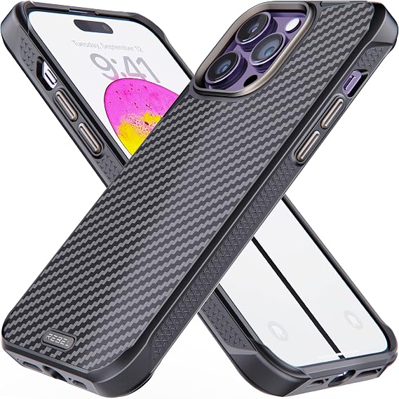 REBEL Case for iPhone 14 Pro Max [Gen-5 Aramid Fiber] Strong MagSafe Compatible, Grippy Sides, Shockproof Corners, Metal Lens + Buttons, Upgraded Protective Design, 6.7 Inch Phone 2023 (Black)