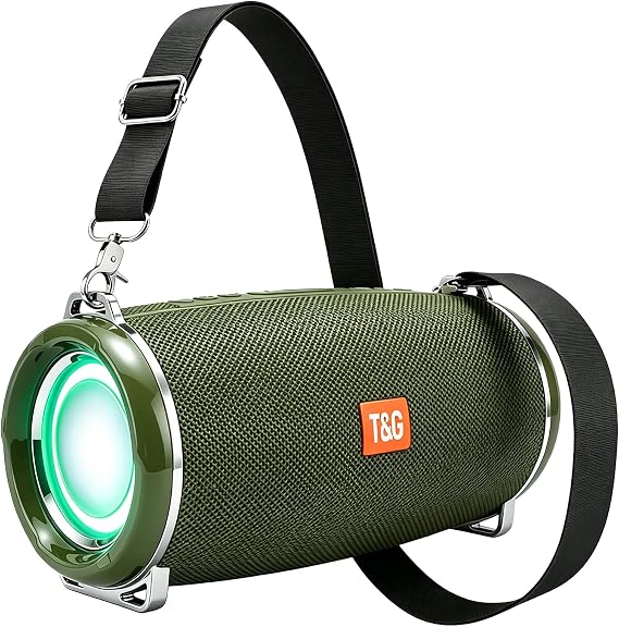 T&G Portable Bluetooth Speaker with Strap, IPX5 Waterproof Outdoor Radio
