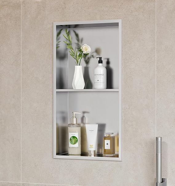 Neodrain 2-Tier Stainless Steel Shower Niche,Brushed, 12" X24"