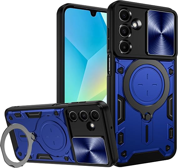 for Samsung Galaxy-A16-5G Case,with Slide Camera Cover Protector,360 Full Protector Body Military-Grade A16 5G Case with Kickstand,for Galaxy A16 5G Case,Blue