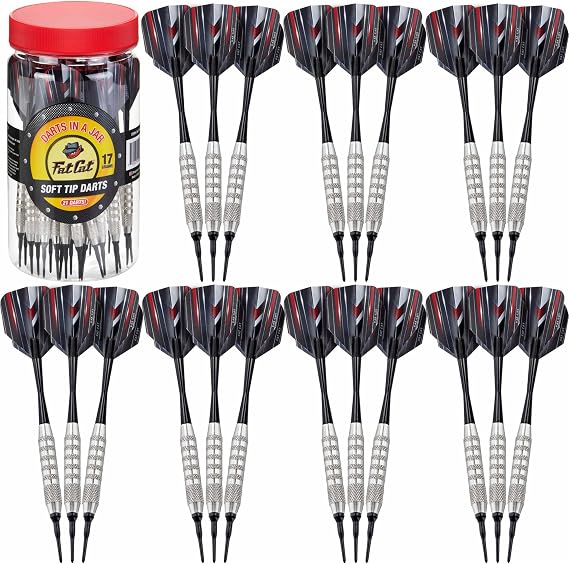 Fat Cat Soft Tip Dart Set (21-Pack), 17-Gram Darts with Plastic Storage Jar for Travel and Organization