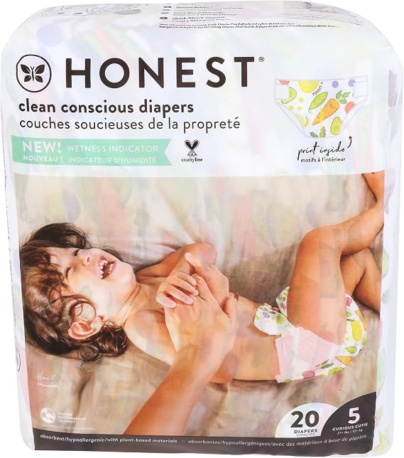 The Honest Company - Eco-Friendly and Premium Disposable Diapers - Pandas, Size 5 (27+ lbs), 20 Count