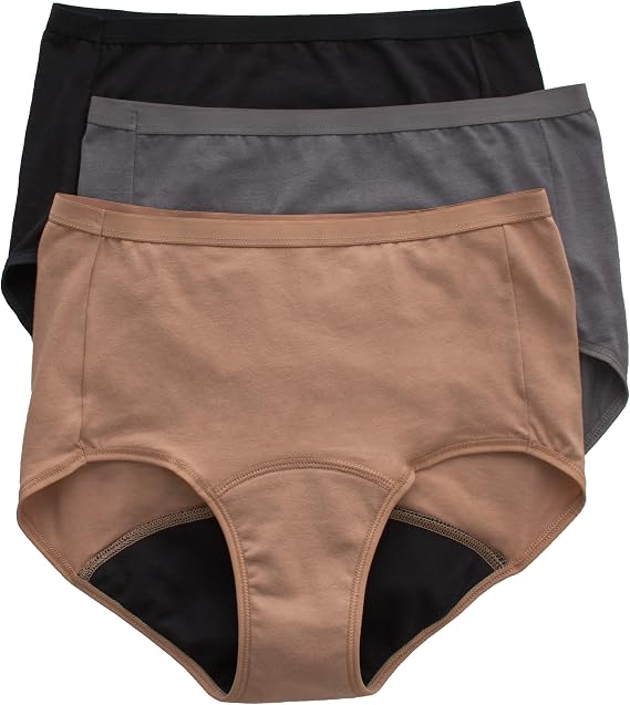 Hanes Women's Period Underwear Pack, 3-Pack, Comfort, Period. Moderate Leaks Period Panties, Odor Protection