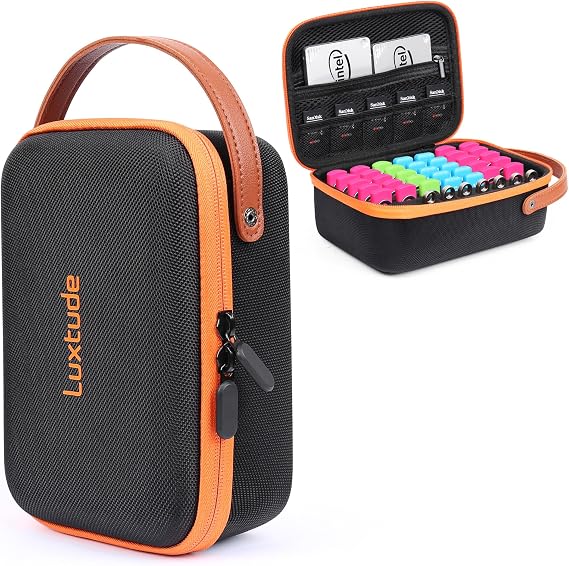 Luxtude Flash Drive Case with Labels, USB Storage Case, 49 Slots Thumb Drive Cases, USB Organizer Cases for Samsung,for Sandisk, Memory Stick, Medium
