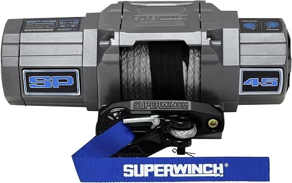 Superwinch 1145250 SP 45SR Powersports Winch 4500lb(2041kg) | Single Line Pull with Hawse Fairlead 1/4" x 40' Synthetic Rope Corded Handheld Remote
