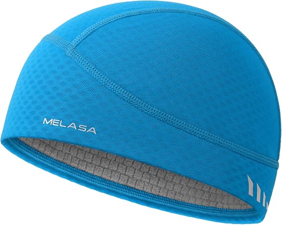 MELASA Skull Cap Helmet Liner, Lightweight Warm | Brenthable Fabric, Absorb Sweat, Reflective for Men Women Running Cycling Hard Hat Liner