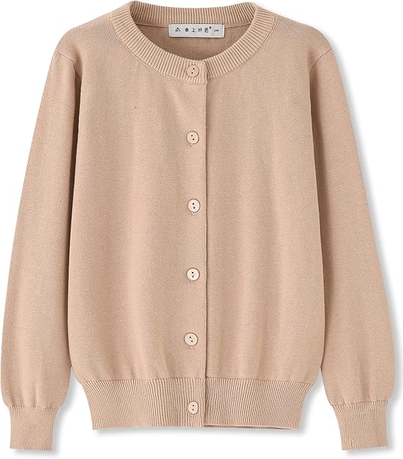 ACESTAR Girls Cardigan 100% Cotton Long Sleeve Button Down Soft Knit School Uniform Sweater for Toddler & Kids 2T-13 Years