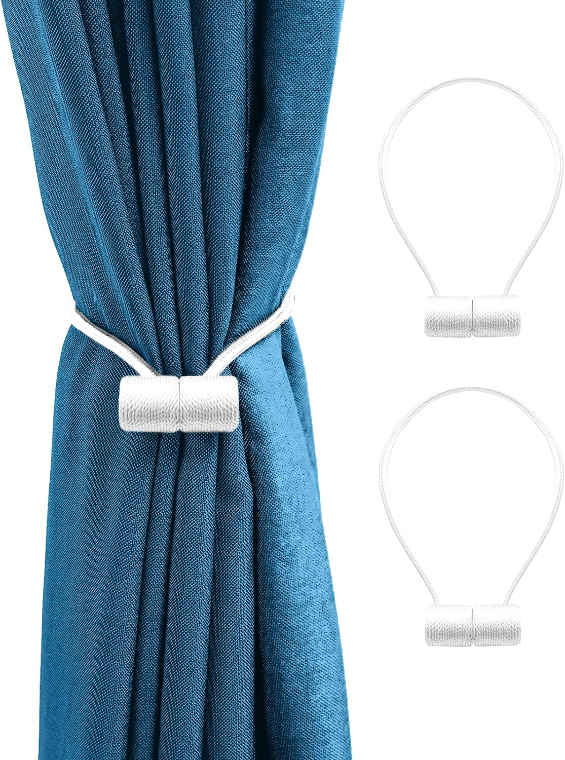 Fobbo Magnetic Curtain Tiebacks Decor - Ties Window holdbacks Modern Curtain Buckles, Drapery Handmade Curtain Tiebacks for Home Office Sheer Curtains Tiebacks Decorative White