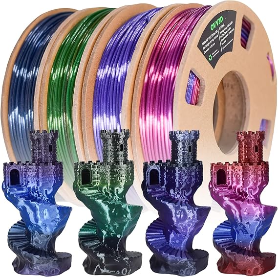 OVV3D PLA 3D Printer Filament Bundle, Shiny PLA Multicolor Pack