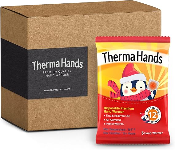 Hand Warmers - Premium (Size: 3.5 inch x 4 inch, Duration: 12+ Hours, Max Temp: 163 F) Air-Activated, Convenient, Safe, Natural, Odorless, Long Lasting Hand Warmers