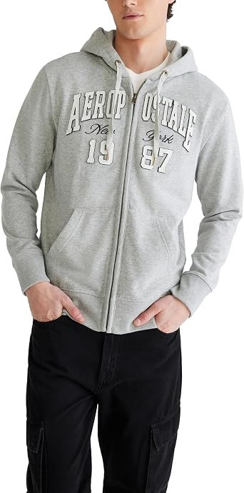 AEROPOSTALE Men's Aero Logo Full Zip Hoodie- Arch