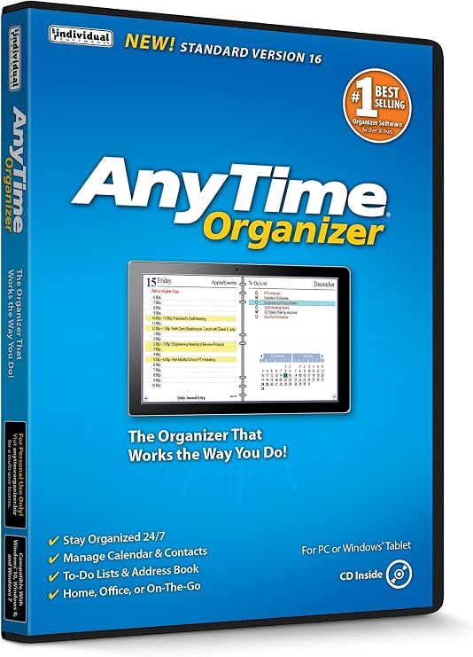 Individual Software AnyTime Organizer Standard 16 - Organize Your Calendar, To-Dos and Contacts!