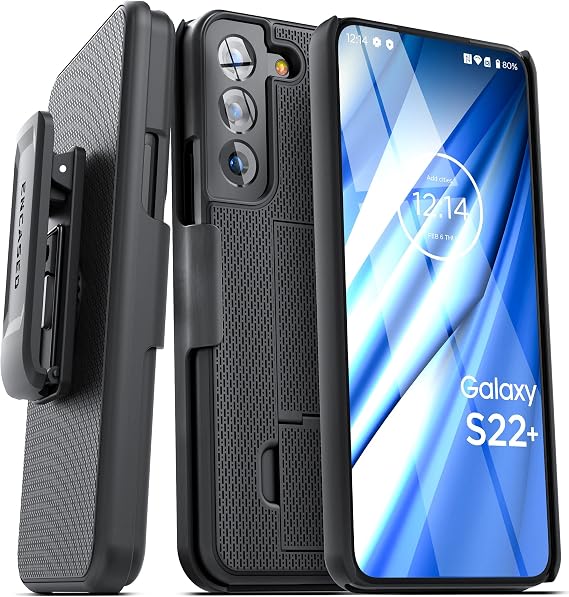 DuraClip Designed for Samsung Galaxy S22 Plus Belt Clip Case, Slim Phone Case with Holster (S22+)
