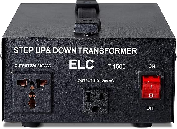 ELC T Series 1500+ Watt Voltage Converter Transformer - Step Up/Down - 110v to 220v / 220v to 110v Power Converter - Circuit Breaker Protection, CE Certified