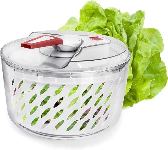 Valore Large Salad Spinner with Lid Lettuce Washer and Vegetable Dryer Fruit Cleaner & Serving Bowl Easy Spin, Quick Brake, BPA-Free