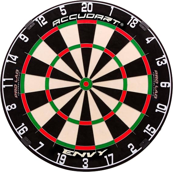 Accudart Envy Bristle Dartboard - 360 Pro-Glide Number Ring - ROTA-X Precision Alignment System - LEVELTECH Stabilizers for Perfect Alignment - Premium Kenyan Sisal