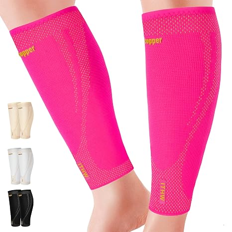 Copper Calf Compression Sleeves for Men Women, Shin Splint Relief, Grip