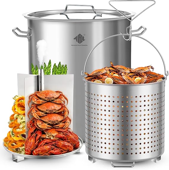 ARC 64QT Stainless Steel Stockpot for Crab Seafood Boiler w/Basket, 16Gal