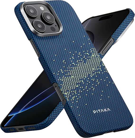 PITAKA iPhone 16 Pro Max Case, Aramid Fiber, Compatible with MagSafe, Ultra Thin, Ultra Lightweight, Carbon Feel, Supports Wireless Charging, Minimalist, Simple