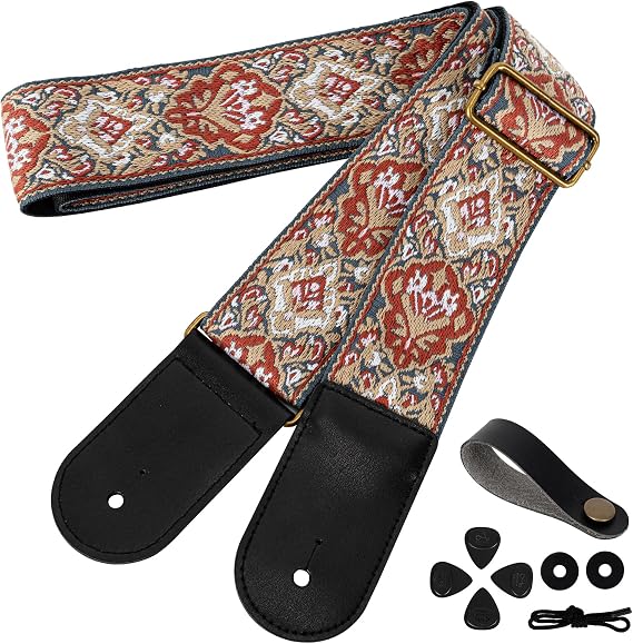 AODSK Baroque Botanical Woven Strap-Compatible with Bass/Elec/Acoustic