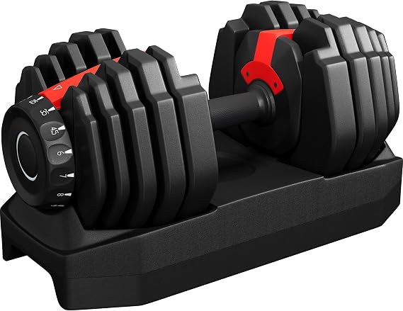 Yaheetech Adjustable Dumbbells Pair, 24KG/18KG/12KG Quick-Adjust Weights