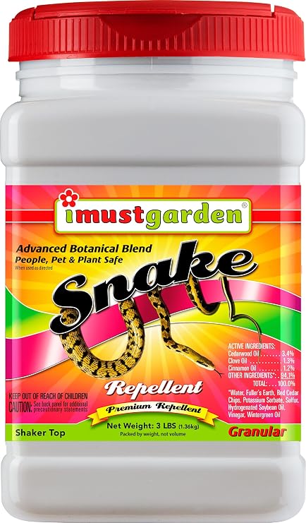 I Must Garden Snake Repellent: Powerful All-Natural Protection 3 lb. Granular Shaker Jar