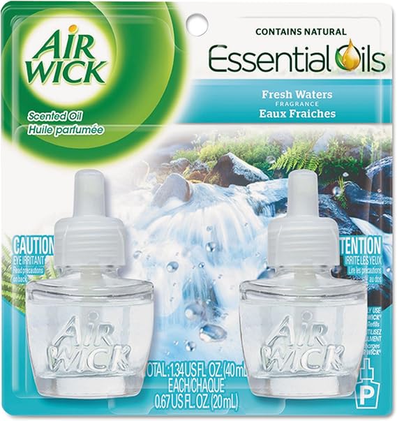 Air Wick 79717CT Scented Oil Refill, Fresh Waters, 0.67oz, 2/Pack, 6 Pack/Carton