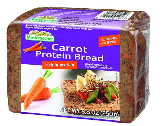 Mestemacher Protein Bread,Carrot, 9 Count