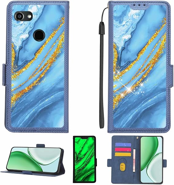 Aroepurt Case Compatible for KYOCERA GRATINA Phone Case Flip Cover [with Tempered Glass Screen Protector][RFID Blocking][Gold Glitter+Luminous] LPT-LDL