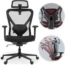 Realm of Thrones - VALKYRIE Ergonomic Office Chair for Home, Mesh Desk Chair, Heavy Duty Metal Base, Adjustable Height, Lumbar Support, 3D Armrests & Headrest, Comfort Forward-Tilt, Swivel Work Chair