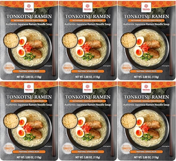 Hakubaku Authentic Japanese Ramen Noodles (Tonkotsu, 6 PACK)