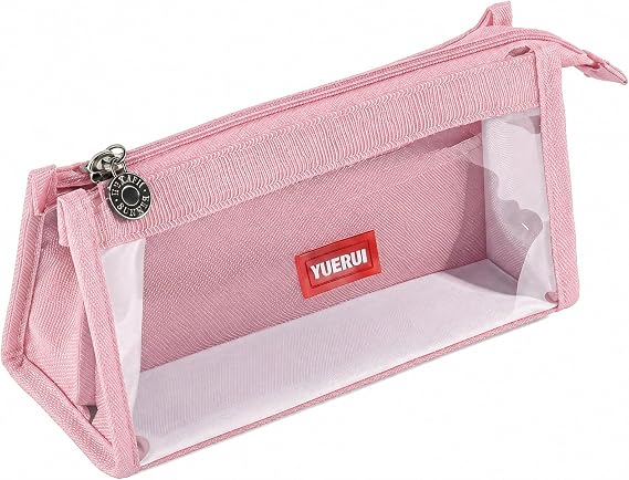 Large Capacity Pencil Case for Boys Girls, Double Sided Clear Pencil Pouch