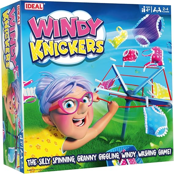 Ideal, Windy Knickers Game: The Silly Spinning, Granny Giggling, Windy Washing Family Game, Kids Games, for 2-4 Players, Ages 4+