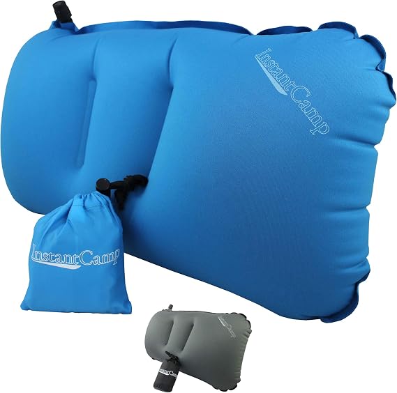 Ultralight Inflatable Backpacking Travel Camping Pillow - Compressible Comfortable Used for Lumbar, Camp, Hiking (Blue)