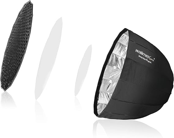 Walimex pro Studio Line Deep Rota QA90 Softbox - Octabox Light Shaper, 90 cm Diameter, 71 cm Depth, Foldable, with Grid, Indoor and Outdoor Diffuser, Speedring, for Attachment Flash System Flash
