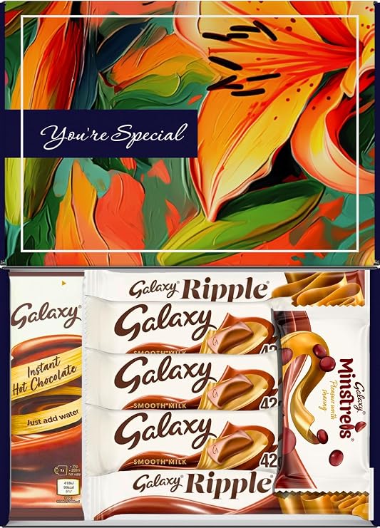 Chocolate Gift Box Set, Full Sized Bars Milk Bars, Flutes, Minstrels and Hot Chocolate, Box of Chocolates Gift Hamper,Sweet Treat Box