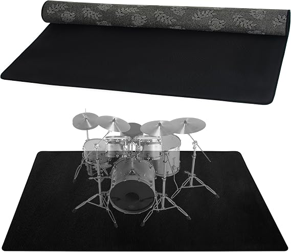 Drum Rug, 5X 6 Ft Drum Mat Carpet Music Rug with Non-Slip Bottom, Noise Reduction Electrical Pads for Drummers